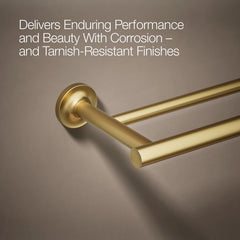 Purist Double 24" Wall Mounted Towel Bar in Vibrant Brushed Moderne Brass | product photo