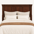 Detail | Close view of the three wood panels, crown molding, posts and natural grain variation