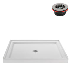 Alcove Acrylic Shower Base, Rectangular, 48 in. x 36 in., Gloss White
