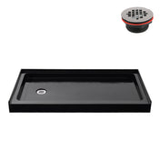 Alcove Acrylic Shower Base, 60 in x 36 in with Left Drain in Glossy Black