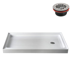 Alcove Shower Base, Acrylic, Right Drain, 60 x 36 in.
