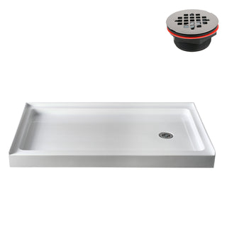 Alcove Shower Base, 60 in x 36 in, Acrylic with Right Drain
