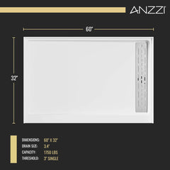 Alcove Shower Base, Alexander with Right Drain in Glossy White