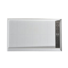 Alcove Shower Base, Alexander with Right Drain in Glossy White