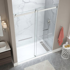 Alcove Shower Base and Door Combo, Kahn, 48 in. x 32 in. in Matte Black