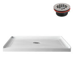 Alcove Shower Base, Center Drain, Acrylic, 38 in. x 38 in., Glossy White