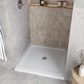 Alcove Shower Base, Center Drain, Acrylic, 38 in. x 38 in., Glossy White