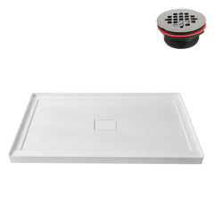 Alcove Shower Base, Center Drain, Acrylic, 60 x 32 In.