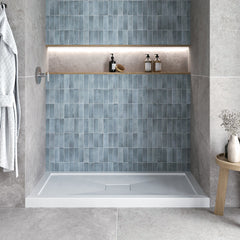 Alcove Shower Base, Center Drain, Acrylic, 60 x 32 In.