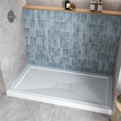 Alcove Shower Base, Center Drain, Acrylic, 60 x 32 In.