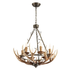 Antler Chandelier, 6-Light Hand-Forged Iron in Rustic Brown