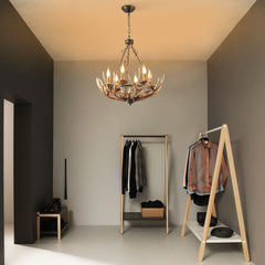 Antler Chandelier, 6-Light Hand-Forged Iron in Rustic Brown