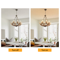 Antler Chandelier, 6-Light Hand-Forged Iron in Rustic Brown