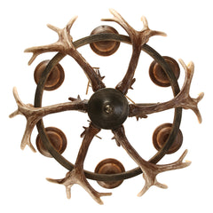 Antler Chandelier, 6-Light Hand-Forged Iron in Rustic Brown