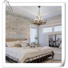 Antler Chandelier with 6 Lights in Antique Brass Resin