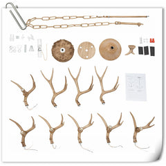 Antler Chandelier with 6 Lights in Antique Brass Resin