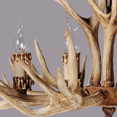 Antler Chandelier with 8 Lights in Resin and Metal