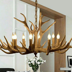 Antler Chandelier with 8 Lights in Resin and Metal