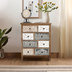 Apothecary Storage, 8 Drawers, Solid and Engineered Wood, Natural Finish