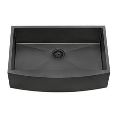 Apron-Front Kitchen Sink, 36-Inch, Single Bowl, Stainless Steel, Gunmetal Black