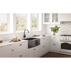 Apron-Front Kitchen Sink, 36-Inch, Single Bowl, Stainless Steel, Gunmetal Black