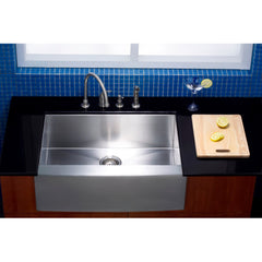 Apron-Front Kitchen Sink, Denver, 30 Inch Single Bowl in Brushed Stainless Steel