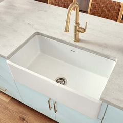 Apron-Front Kitchen Sink, Reversible, Single Bowl, Fireclay, 30 x 20 Inch, White