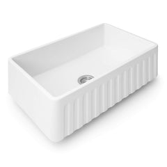 Apron-Front Kitchen Sink, Reversible, Single Bowl, Fireclay, 30 x 20 Inch, White