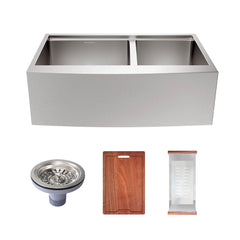 Apron Front Kitchen Sink, Rivage, Dual Basin in Stainless Steel