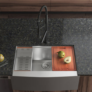 Apron Front Kitchen Sink, Rivage, Single Basin in Stainless Steel