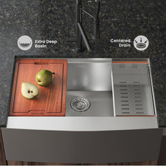 Apron Front Kitchen Sink, Rivage, Single Basin in Stainless Steel