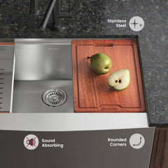 Apron Front Kitchen Sink, Rivage, Single Basin in Stainless Steel