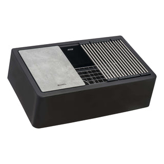 Apron-Front Kitchen Sink, Single Bowl, Granite Composite, 33 Inch, Midnight Black