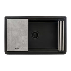Apron-Front Kitchen Sink, Single Bowl, Granite Composite, 33 Inch, Midnight Black