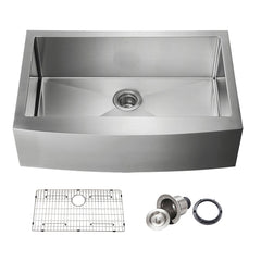 Apron Front Kitchen Sink, Single Bowl, Stainless Steel, 33 In.
