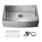 Apron Front Kitchen Sink, Single Bowl, Stainless Steel, 33 In.