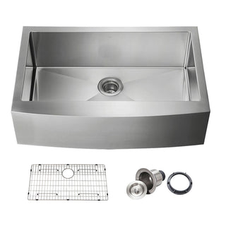 Apron Front Kitchen Sink, Single Bowl, Stainless Steel, 33 In.