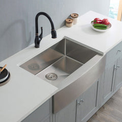 Apron Front Kitchen Sink, Single Bowl, Stainless Steel, 33 In.