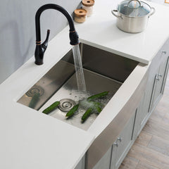 Apron Front Kitchen Sink, Single Bowl, Stainless Steel, 33 In.