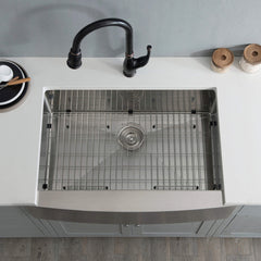 Apron Front Kitchen Sink, Single Bowl, Stainless Steel, 33 In.