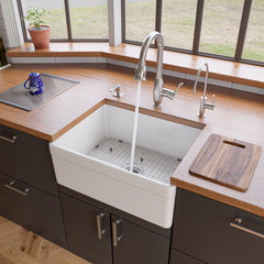 Apron Kitchen Sink, Single Bowl, Fireclay, 26 Inch, White