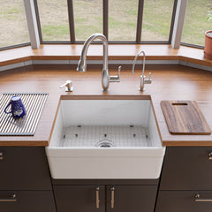 Apron Kitchen Sink, Single Bowl, Fireclay, 26 Inch, White