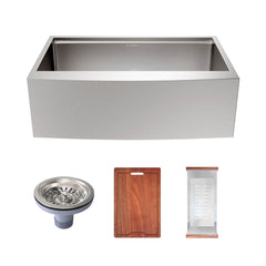 Apron Kitchen Workstation Sink, Rivage, Single Basin in Stainless Steel