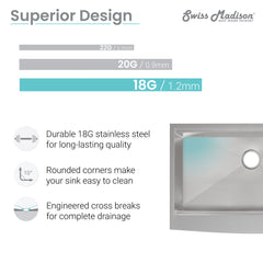 Apron Kitchen Workstation Sink, Rivage, Single Basin in Stainless Steel