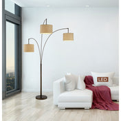Arc Floor Lamp, 3 Lights with Antique Bronze Base