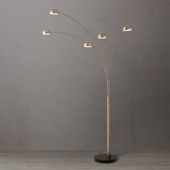 Arc Floor Lamp, 5 Light, Steel with Marble Base
