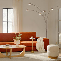 Arc Floor Lamp, 5 Light, Steel with Marble Base