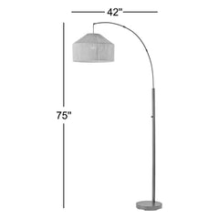Arc Floor Lamp, 75 in Tall with Black Finish and Beige Shade