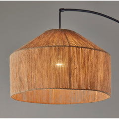 Arc Floor Lamp, 75 in Tall with Black Finish and Beige Shade