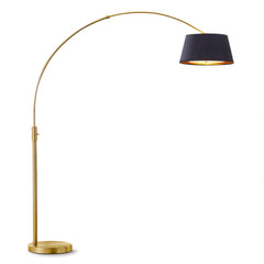 Arc Floor Lamp, 81 in, Antique Brass with Black Shade